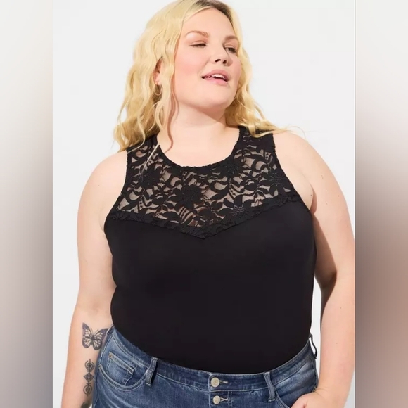 Torrid Super Soft Lace Sweetheart Bodysuit Deep Black 3x New - Picture 4 of 11